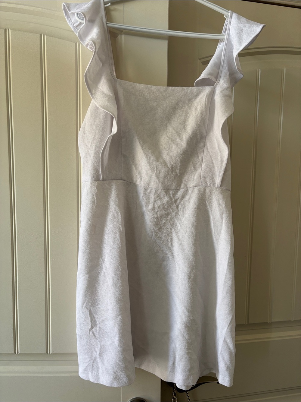 BCBGeneration White Ruffle Strap Mini Dress